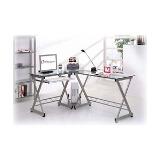 Furniture Deluxe Tempered Glass L-shaped Computer Desk Coupons